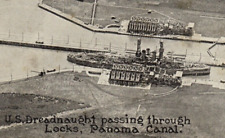 C.1915 US DREADNAUGHT SHIP PANAMA CANAL PPC, OFFICIAL USN PHOTO Postcard P10 picture
