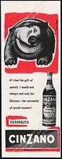 1958 cute bear Nico Edel art Cinzano vermouth vintage print ad picture