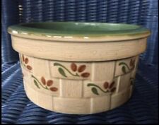 Teleflora Ceramic Basket Planter Tan/Red  flowers.  Inside is Hunter Green 3”* picture