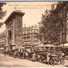 c1910s Paris, France Boulevard St. Dennis Gate Touring Cars Ford Streetcar A184 picture