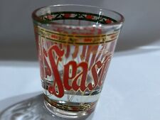 Vintage Stained Glass Seasons Greetings Shot Glass 1970s picture