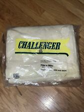 Vintage Twin/Full Blanket 100% Polyester Satin Trim Ivory Challenger 72”x90” picture