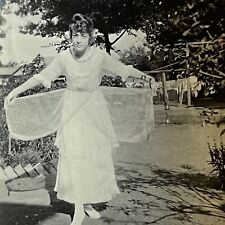 Antique Snapshot Photograph Beautiful Young Woman Flapper Lovely Fairy Dress picture
