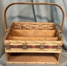 Vintage Basket Amish Handmade Desk Mail Organizer Handled Maker Signed picture