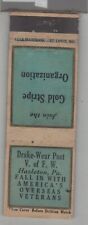 Matchbook Cover 1930s Star Match Co Drake Wear VFW Post Hazleton, PA picture