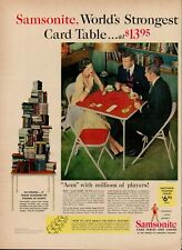 1954 Samsonite Card Tables Chairs Luggage Vintage Old Print Ad Aces Hearts Game picture