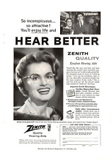 1958 Print Ad Zenith Quality Hearing Aids Eyeglass Hearing Aids Hear Better picture