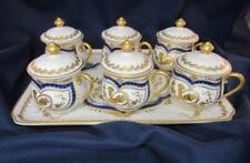 * Pot de Creme with Tray  Limoges France Vincinnes Hand Painted Porcelain Giraud picture
