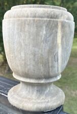 Antique Solid Heavy Marble Pedestal Urn Flower Pot Planter~8”x 10”~30 Lbs~Gray picture