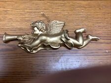 Vintage Cherub Angel Blowing Horn, Gold Colored 11 1/2 Inches picture