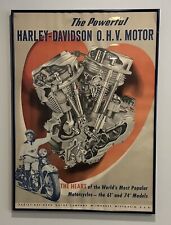 VINTAGE HARLEY DAVIDSON PANHEAD MOTORCYCLE POSTER - FRAMED ORIGINAL- RARE picture