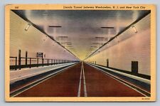 Postcard Lincoln Tunnel Interior Weehawken NJ New York City Linen 1943 F685 picture