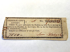 1790 Federal City (Washington DC) Embossed Lottery Ticket - Rare Samuel Blodget picture
