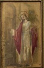 Vintage Jesus Christ Knocking At Heart's Door Print 3-D Framed Wood Frame Unique picture