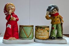 Vtg 1978 Jasco Christmas Luvkins Porcelain Candle Holders 