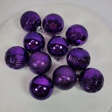 Vintage 1990s Purple Christmas Holiday Ball Ornaments 2.25 Inch LOT OF 11 picture