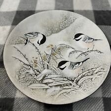Norman Brumm Enamel on Copper Signed Plate, Black Capped Chickadee Signed, 8.5