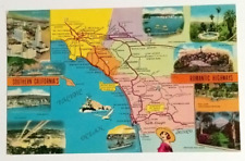 Southern California's Romantic Highways Map CA Curt Teich Postcard c1960s picture