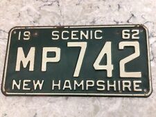 1962 SCENIC NEW HAMPSHIRE PASSENGER AUTO LICENSE PLATE Number MP742 picture