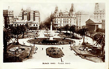 Buenos Aires Plaza Victoria y Avenida De Mayo RPPC Postcard Posted 1920's picture