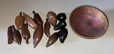 VTG Wooden Fruit & 4” Bowl, Assorted Shapes And Sizes 14pcs picture