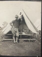 Vintage Photo Cabinet Card Soldier Outside Of Tent WWI Era Or Before picture