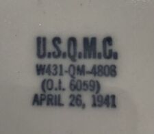 WW11 U.S.Q.M.C. 9’’ SOUP BOWL , DATED APRIL 26, 1941 picture