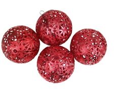 Vintage 4 pieces plastic openwork bauble in red W. Germany picture