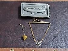 Vtg Goodyear Lot Wingfoot Service Award GF Tie Tack & Clasp Bar 1974 Belt Buckle picture