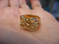 Vintage Chanel Set Rhinestone Ring Marked 18K GF Size 7 1/4 #B169 picture
