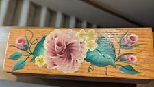 Vintage Handmade cedar wood box with painted flowers.  picture