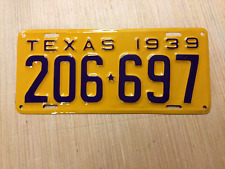 VINTAGE 1939 TEXAS TX. LICENSE PLATE VERY NICELY RESTORED HIGH QUALITY 206 697 picture
