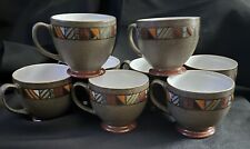 Vintage Denby Stoneware Marrakesh 8 Tea/Coffee Cups Multicolor Stripe England picture