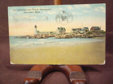 1913 Gloucester, MA MASSACHUSETTS Lighthouse, Beach, Annisquam picture