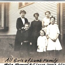 ID'd c1910s Girls of Lamb Family RPPC Cute Real Photo House Cat Postcard A123 picture
