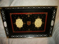 1960s HP TOLE TRAY FRENCH HOLLYWOOD REGENCY UNIQUE DESIGN RETICULATED METAL picture