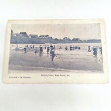 Maine Sunbathers -York Beach- Atlantic Ocean Homes Cliffs Postcard Posted 1914 picture