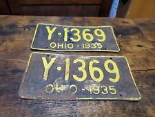 1935 Ohio license plate pair Y•1369 Set lot of 2 picture