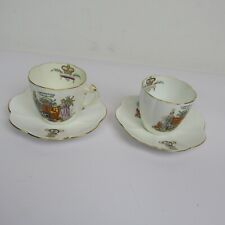 Foley China Coronation June 26th 1902 Two Cups and Saucers Collectible Antique picture