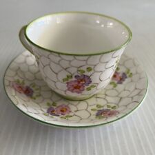 Phoenix China  T.F&S LTD  Floral  Bone China Cup & Saucer Lime Green Honeycomb picture