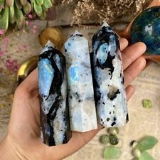 Natural Moonstone Tower Rainbow Crystal Wand Obelisk Home Decor Specimen picture