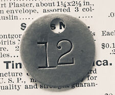 Number 12 Tag Aluminum Metal Numbered Keychain Stamped Token Fob Mining Check picture