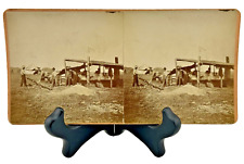 1898 Easton, IL Sorghum Factory Antique Vintage Stereoscope Card Illinois picture