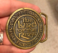 Vintage 1979 Lord of The Rings JRR Tolkien Hobbit Movie Brass Belt Buckle picture