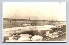 RPPC Several Small Sailboats in Icy Waters Unknown Location Postcard picture