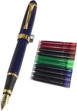 Gullor Jinhao 450 Normal Nib Fountain Pen Dark Blue with 5 Color Ink Cartridges picture