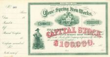 Clove Spring Iron Works - circa 1870's New York Stock Certificate - General Stoc picture