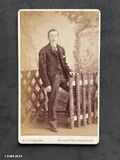 CDV Man Countryside Set Gate, by Fincham Dulwich Antique Victorian Fashion Photo picture