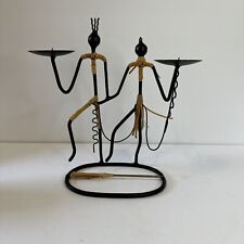 Vintage 60's MCM Danish Modern Wire Candleholder Couple - Jump The Broom picture