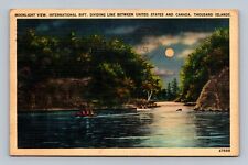 Postcard Moonlight View, International Rift between US & Canada NY picture